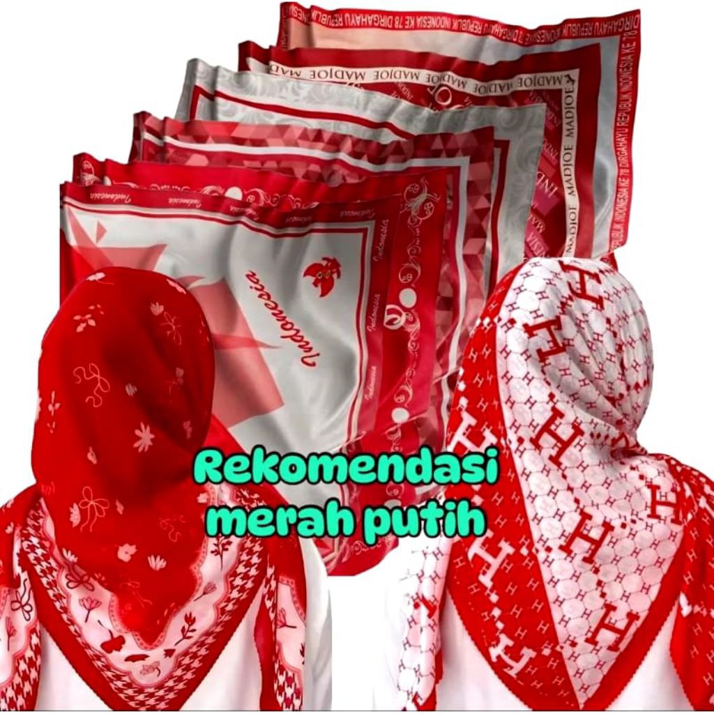 Hijab Kemerdekaan Multifungsi Hijab Segi Empat Voal Motif Sublim/Printhing Jilbab Denay  Krudung Mer