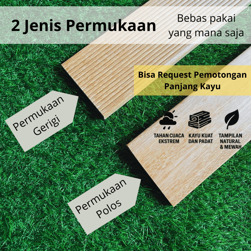 Lantai Decking Kayu Asli Bengkirai Pagar Kolam Teras Balkon