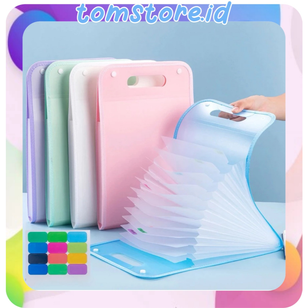 

TOMSTORE Tas file Handle Warna Transparan Anti Air Multi Layer Folder Tas File 13 Sekat Map Tas Dokumen A4 Folder Map Kerja Document S150
