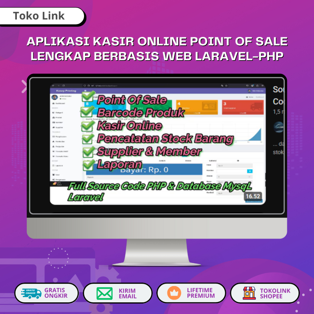 Aplikasi Kasir Online Point Of Sale  Lengkap Berbasis Web Laravel-php