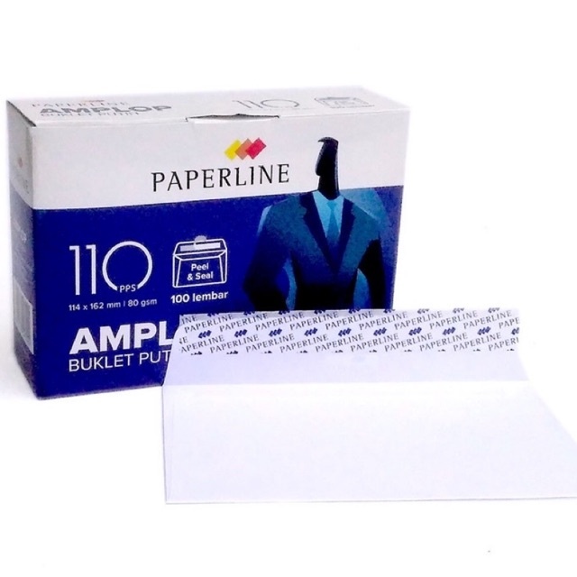 

AMPLOP PAPERLINE 110 PPS ISI 100 (114x162mm) / AMPLOP PUTIH DENGAN SEAL LEM