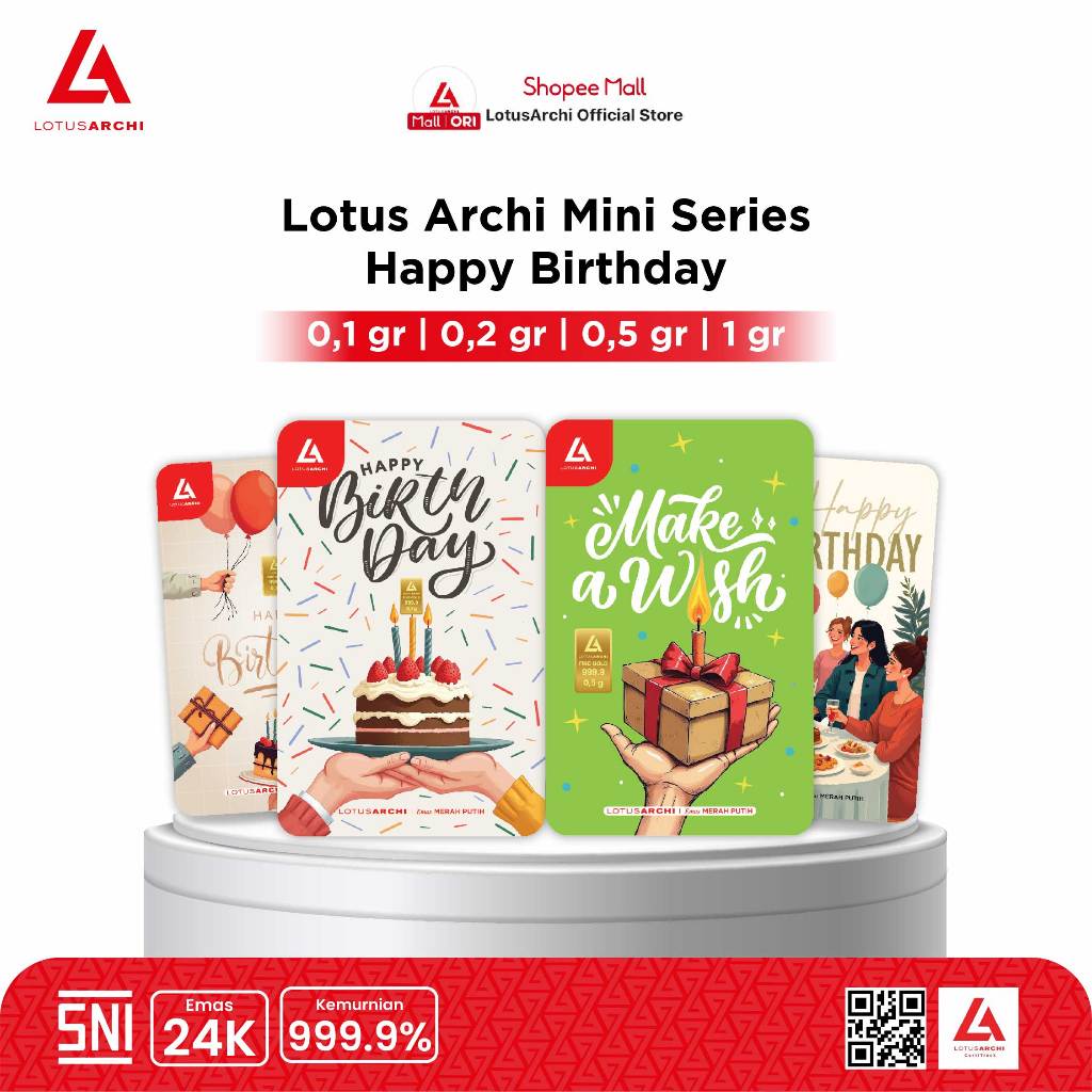 Lotus Archi Gift Series - Happy Birthday 0.1gr | 0.2gr | 0.5gr | 1gr