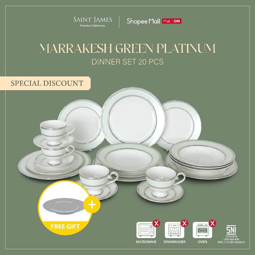 Saint James Dinner Set 20 pcs Marrakesh Green Platinum