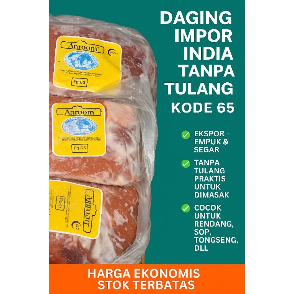 

Daging Import india tanpa tulang 65 Amron - Blade Amron 20kg/1box - Daging import - Daging Kerbau