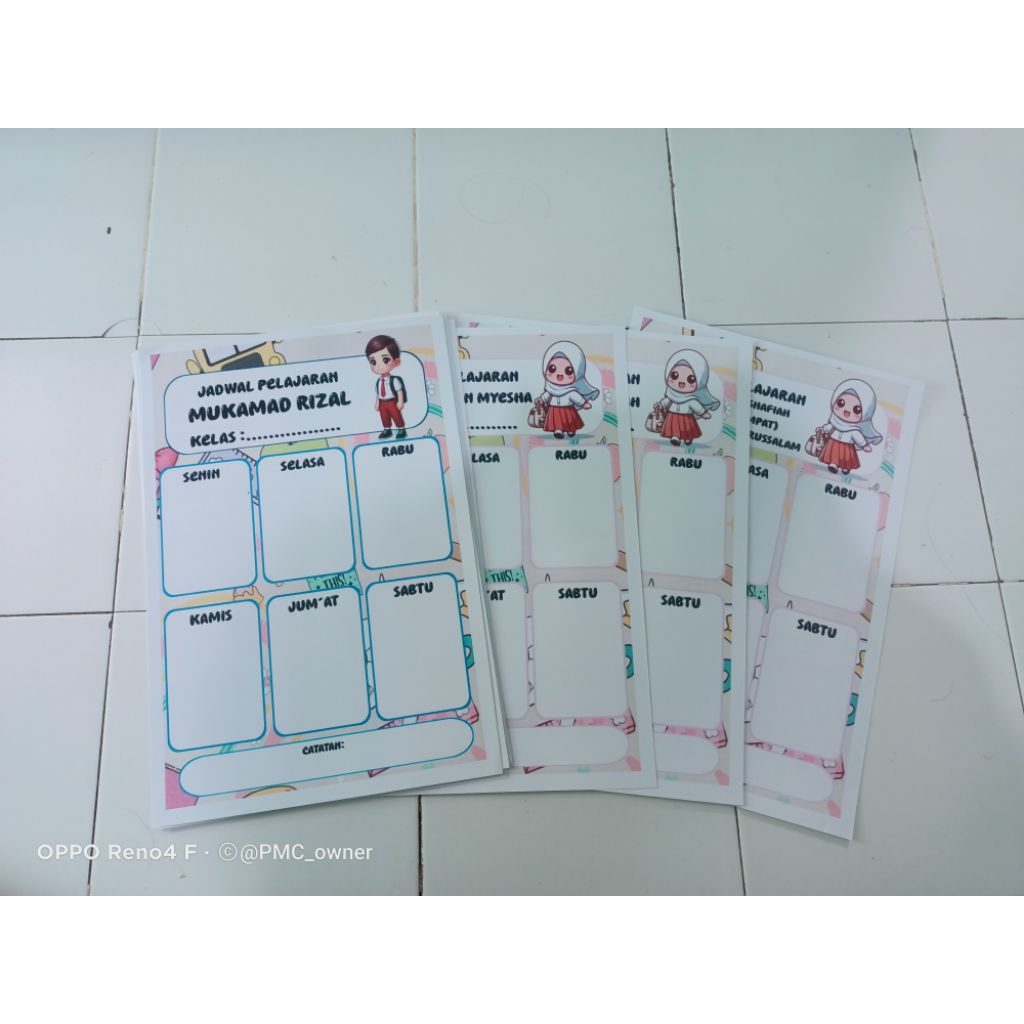 

stiker nama & jadwal pelajaran costum nama