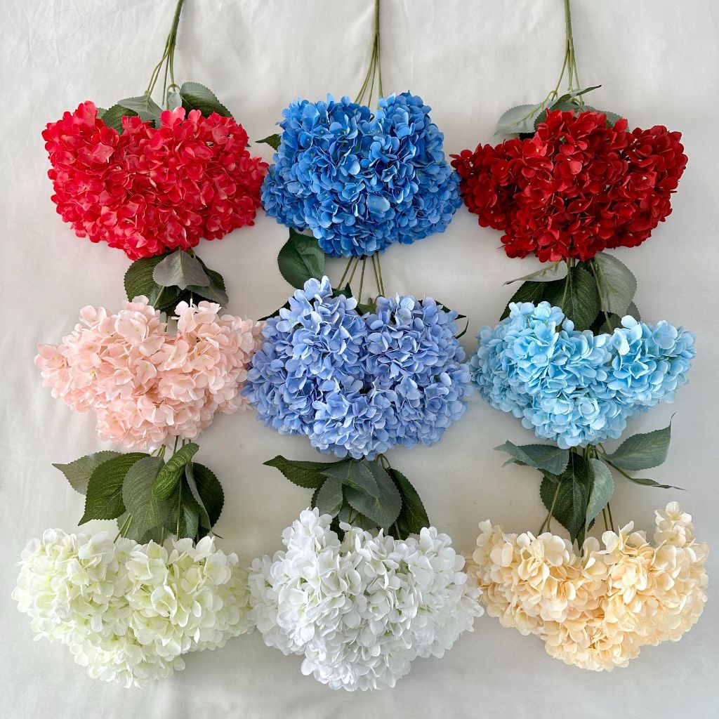 Bunga Hortensia Jumbo Artificial hydrangea bunga artificial dekorasi 5 cabang-penjualan grosir