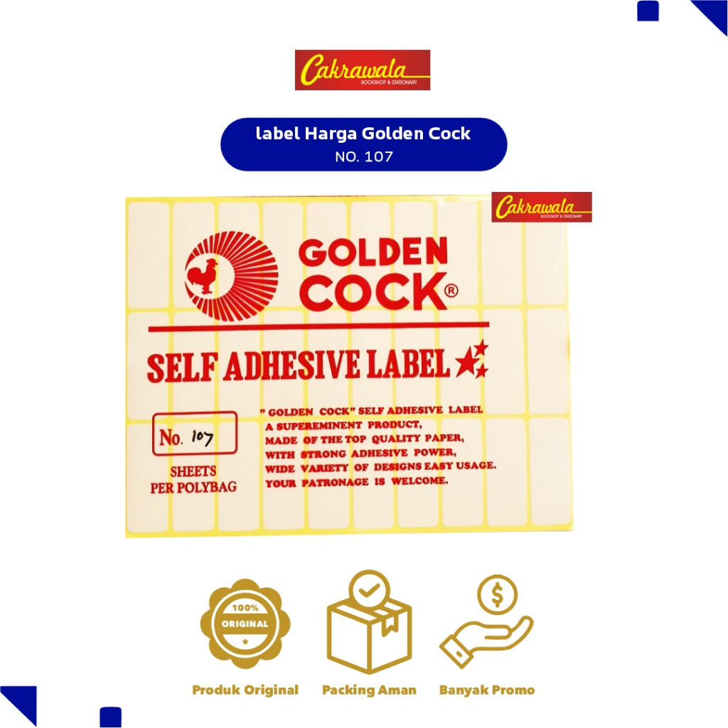 

Label Stiker Golden Cock No.107 – 400 pcs (19×50mm) | Label Undangan, Label Produk UMKM Serbaguna