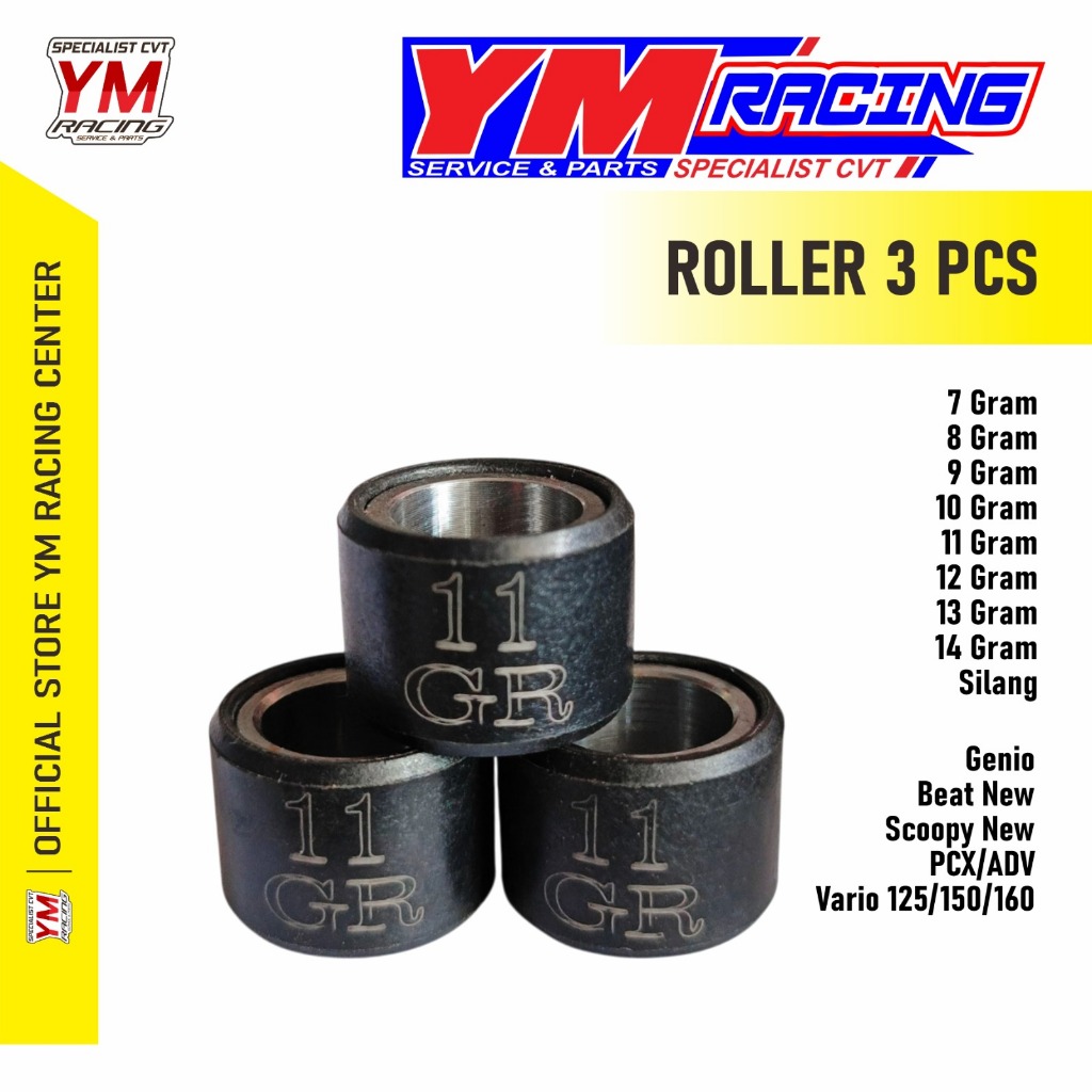 ROLLER 3 BUTIR ALL MATIC / ROLLER SET ISI 3 BUAH UNTUK SEGALA MOTOR MATIC | ROLLER 3 PCS UNTUK SEMUA