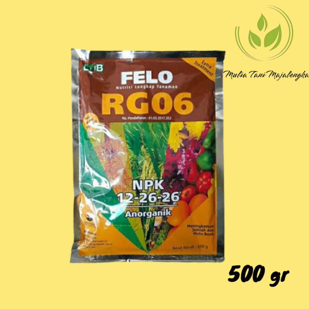 Pupuk Npk 12 - 26 - 26 Felo RG 06 Kemasan 500 gr