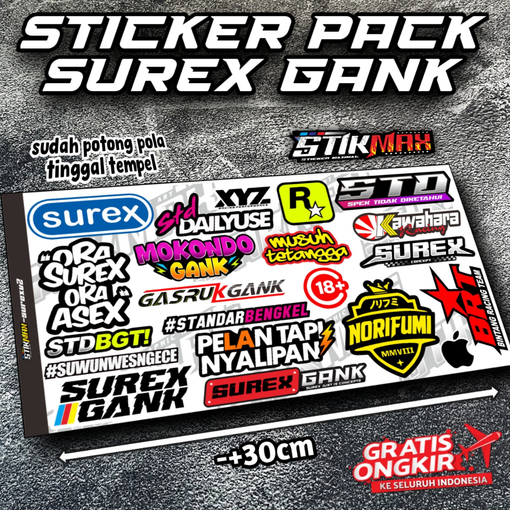 STIKMAX | SUREX GANK V1 STICKER PACK SUREX SUPERMOTO HEREX STYLE STIKER STIKER CRF HEREX STYLE DTRAC