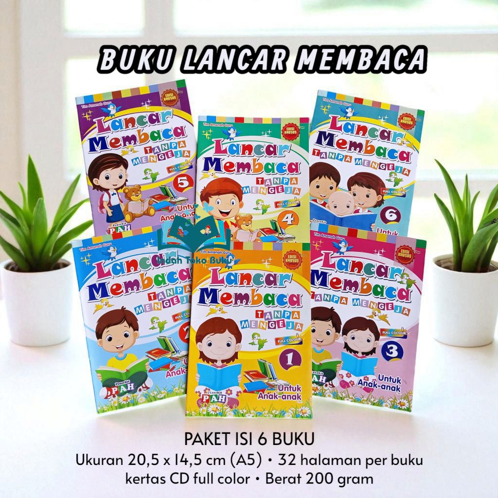 ISI 6 BUKU - PAKET LANCAR MEMBACA Tanpa Mengeja Jilid 1-6 Buku Anak Mudah Belajar Membaca Untuk TK P