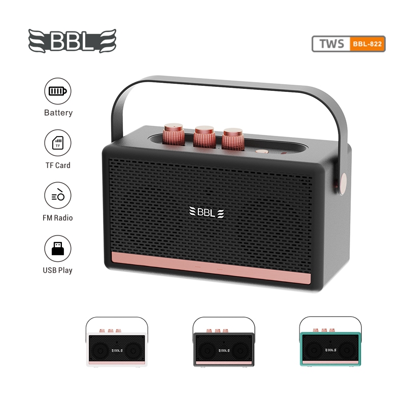 BBL-822 Speaker Portable Bluetooth TWS Marshall Style Speker Aktif Full Bass Subwoofer Twiter