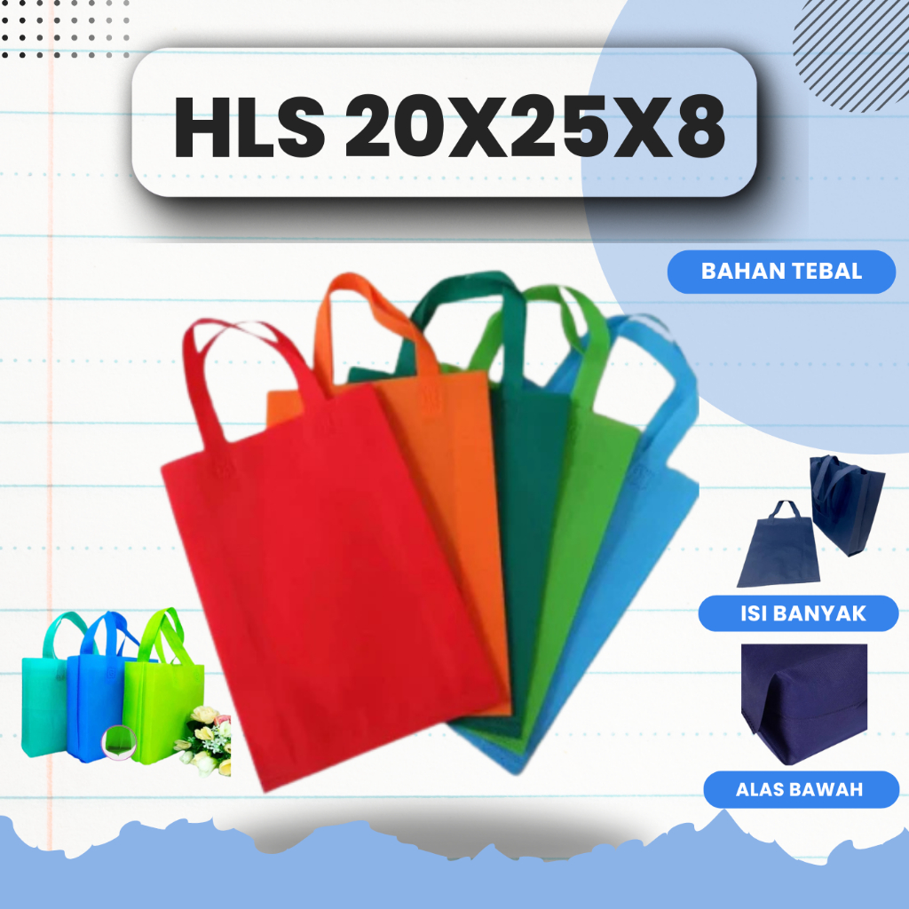 

Tas Spunbond Goodie Bag 20x25x8 cm POLOS / Goodie Bag Tebal 70gsm / POLOS Goodie Bag Handle Tas Belanja Tas Souvenir