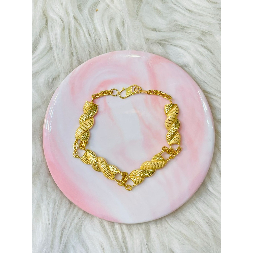 gelang fancy papan kristal ulir elegant emas asli kadar 875 20karat