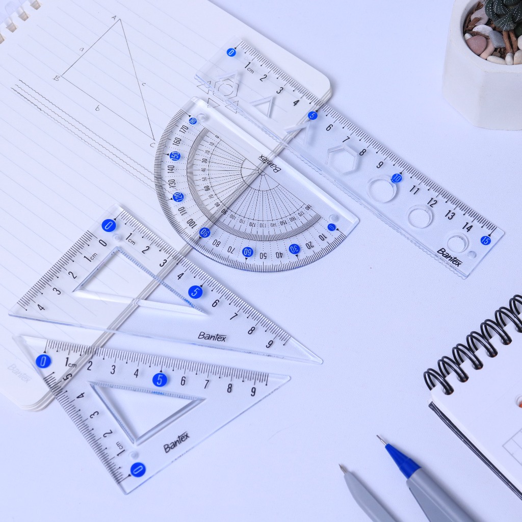 

[Pelangi Stationery] BANTEX Penggaris Matematika Set Geometri Elastis 4 Pcs