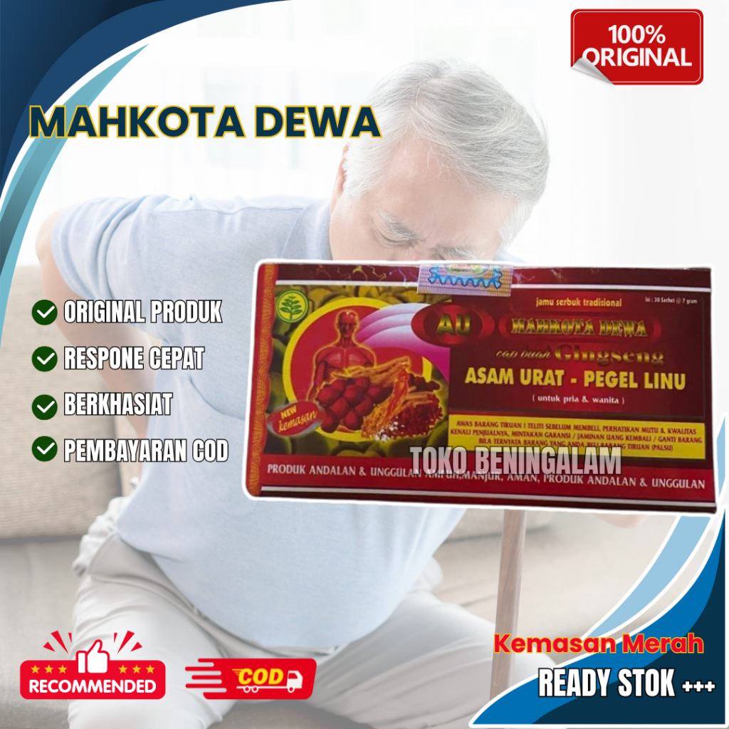 

Mahkota Dewa Jamu Original 30 Saset Asam Urat Pegel Linu