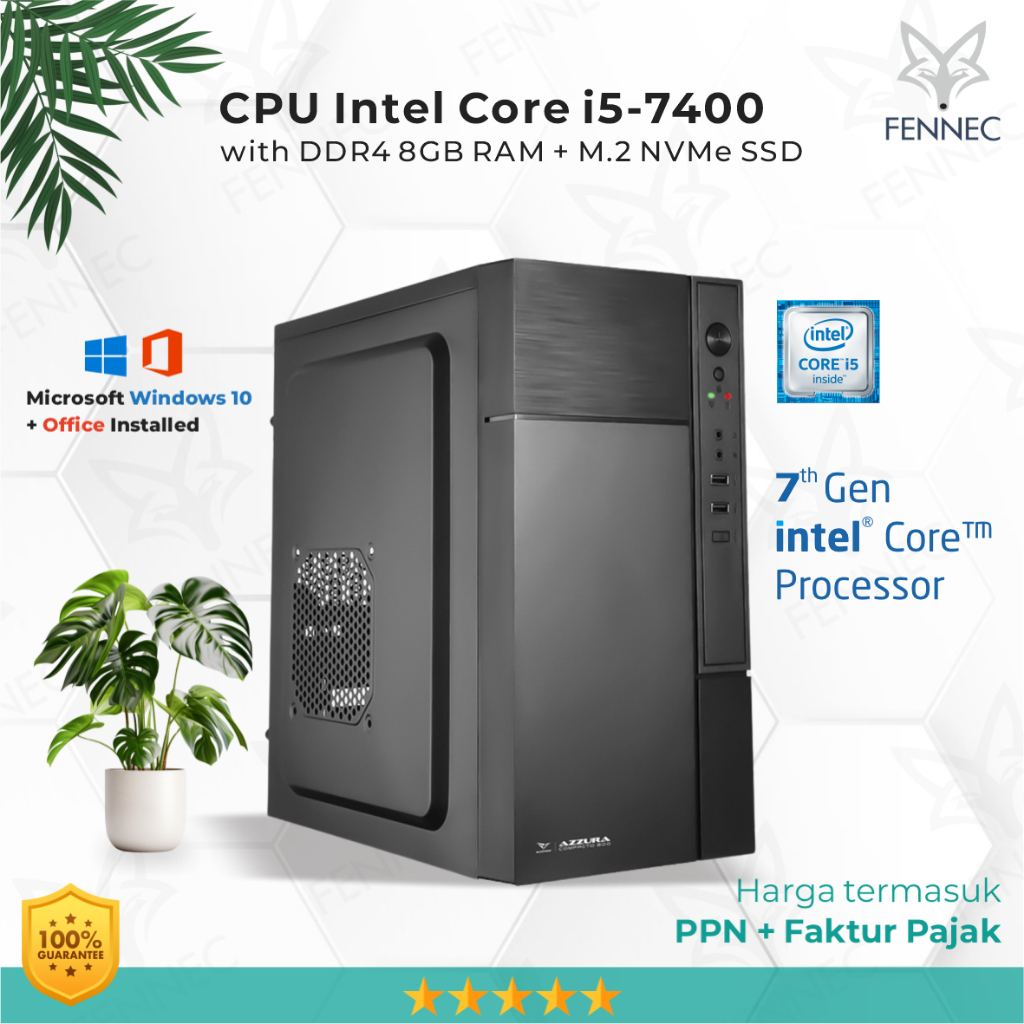 CPU PC Komputer Intel Core i5-7400 Gen-7 RAM 8GB SSD Rakitan Office