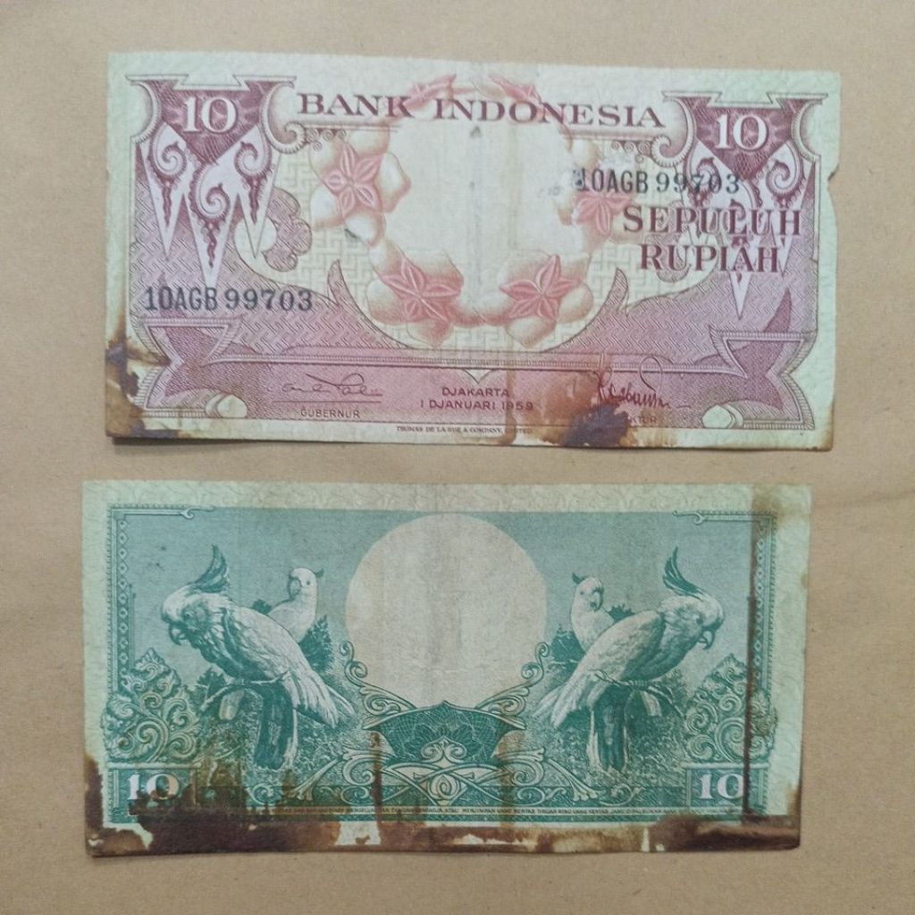 Uang 10 Rupiah Seri Bunga 1959