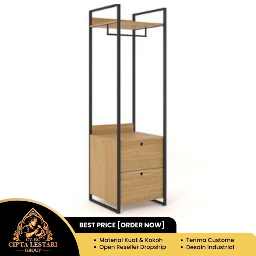 Rak Pakaian Anak Kos|Rak Baju 2 Laci Industrial|Terima Custome
