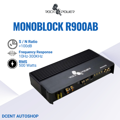 Power Amplifier Mobil - Power Amplifier Monoblock ROCKPOWER R900AB - 1 Channel Sub Bass Power Amp - 
