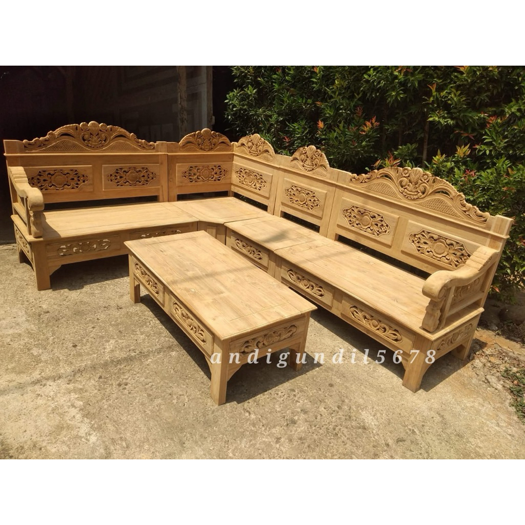 Kursi Tamu Sudut Full Kayu Jati Grade A Kursi Tamu Ukiran Jepara Kursi Tamu Kayu Jati TPK Perhutani