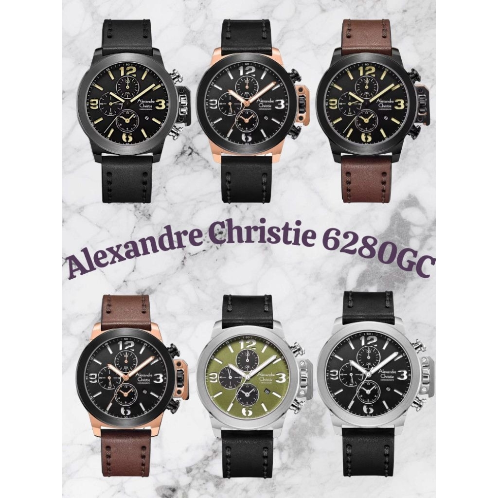Jam Tangan Pria Alexandre Christie 6280 GC AC6280 AC 6280 Tali Kulit