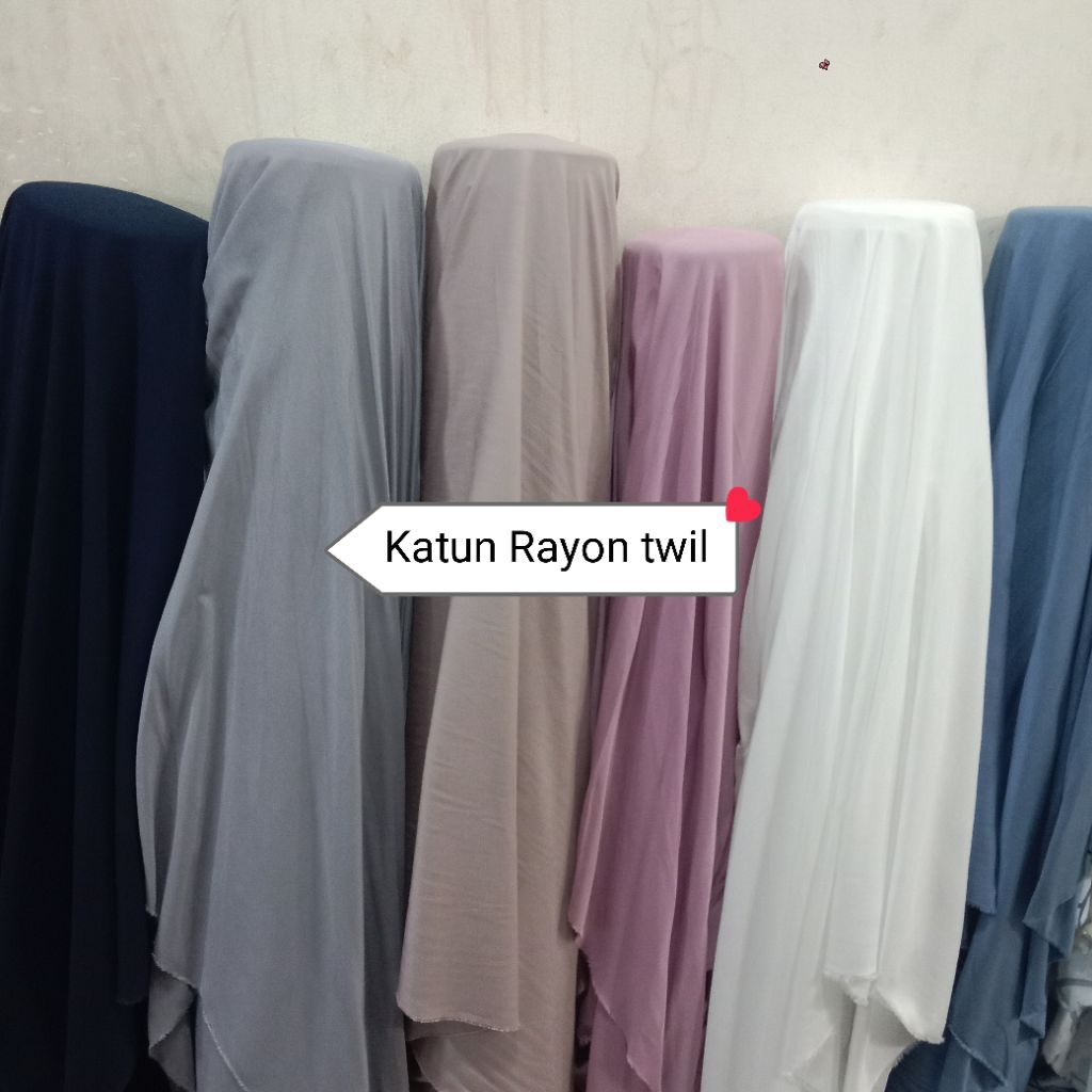 Bahan Kain Katun Rayon Twill Polos Premium