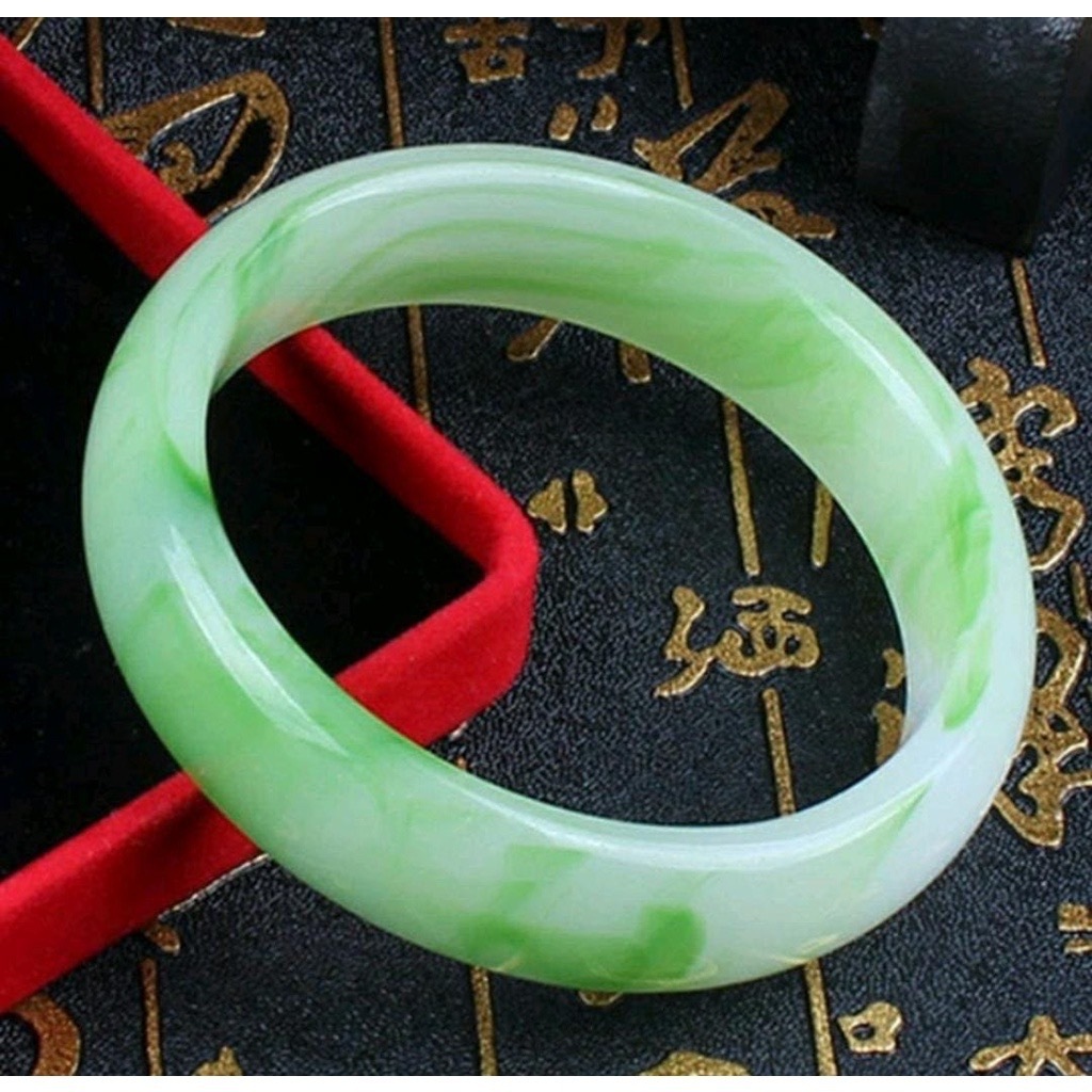GELANG BATU GIOK / elang Batu Giok Alami Perhiasan Bangle Kualitas Tinggi Gelang Giok Hijau Muda unt