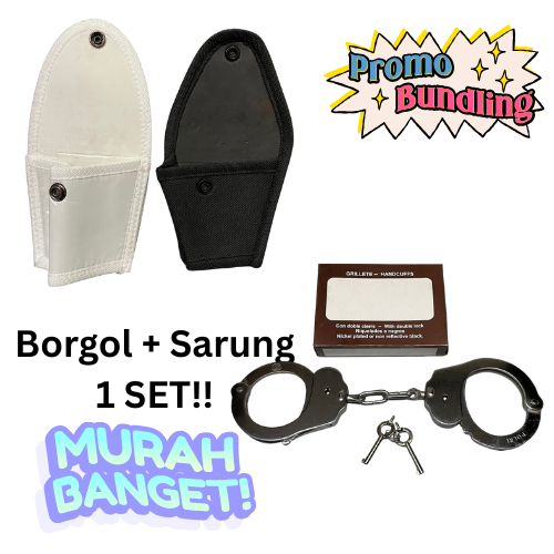 Borgol Tangan Cokelat + Sarung 1 set - Handcuffs Original - Handcuff - Borgol + Sarung Lengkap - 1 s
