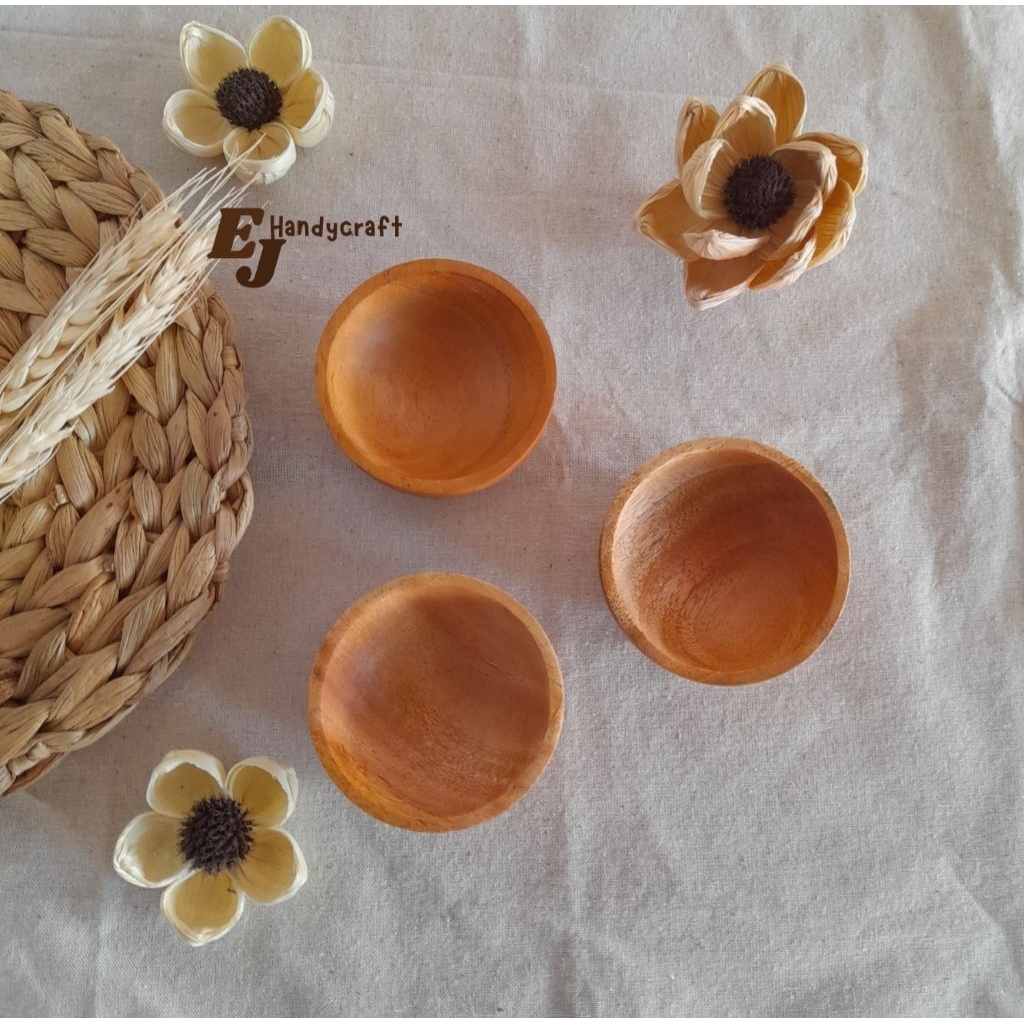 mangkok kayu/mangkok sambal kayu/mangkok saos/mangkok kayu 6cm mahoni