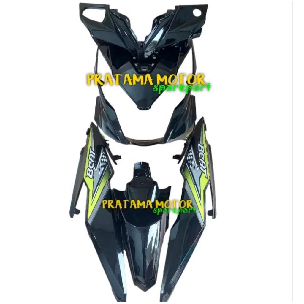 full Body halus Honda Beat Esp Eco 2018 hitam plus striping stiker
