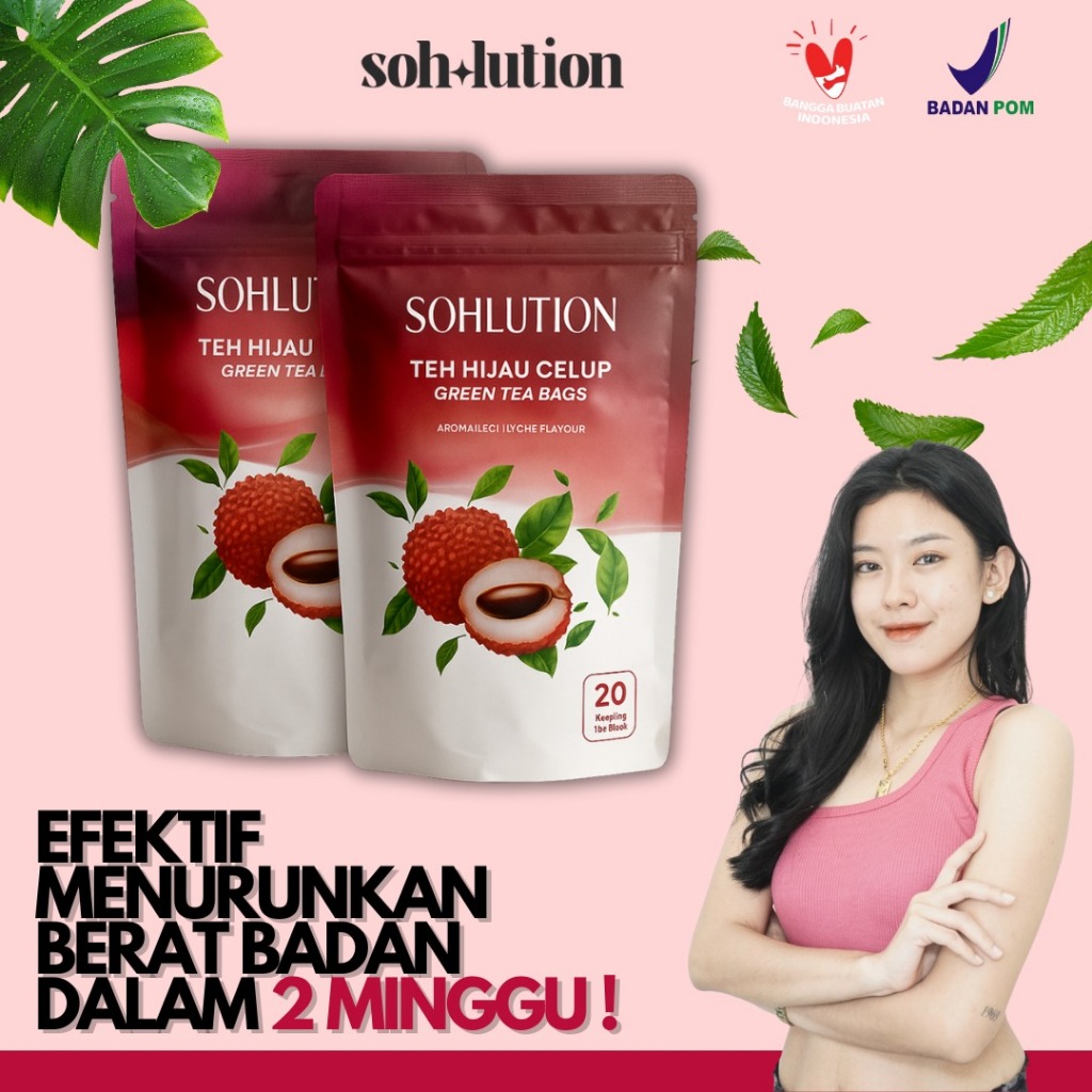 

bundling 2 Sohlution Teh Hijau Celup Green Tea 20 kantong 1 Bags Aroma Leci