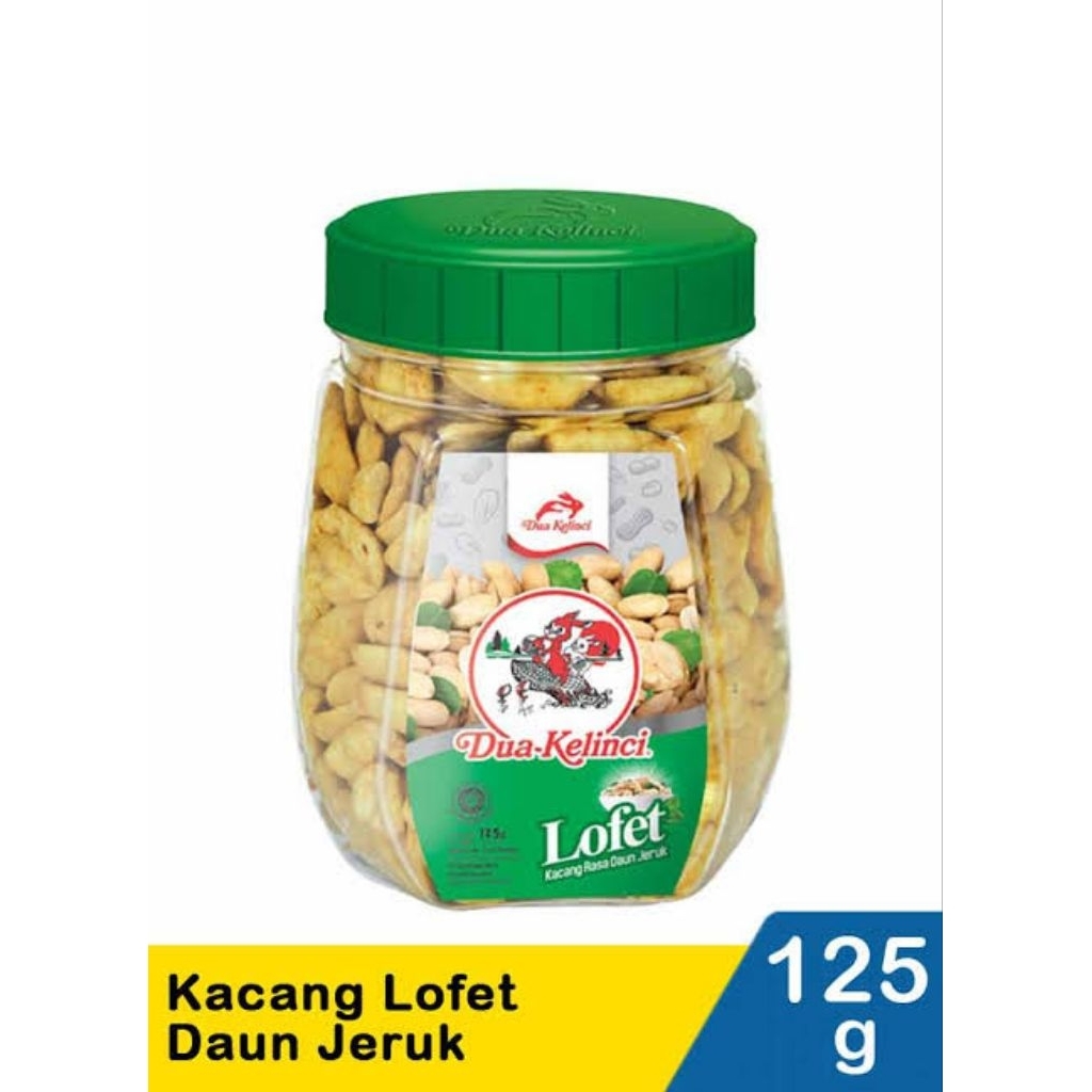 

Dua Kelinci Lofet / Kacang Rasa Daun Jeruk Kemasan Toples Isi 120 gram
