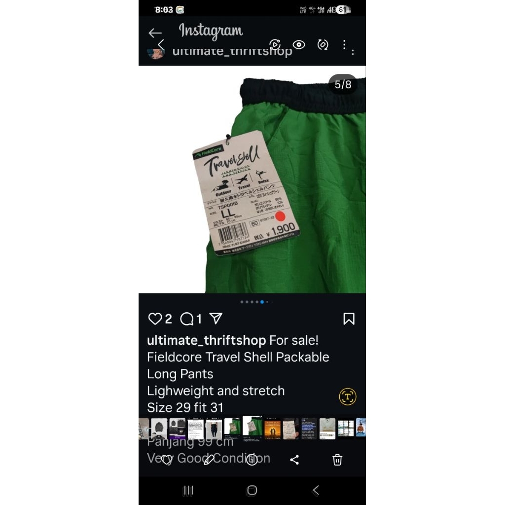 celana packable travel fieldcore