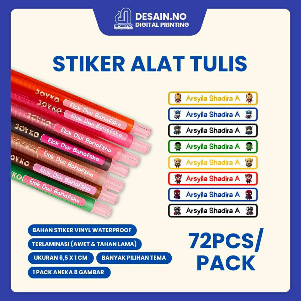

Stiker Alat Tulis Waterproof dan Awet