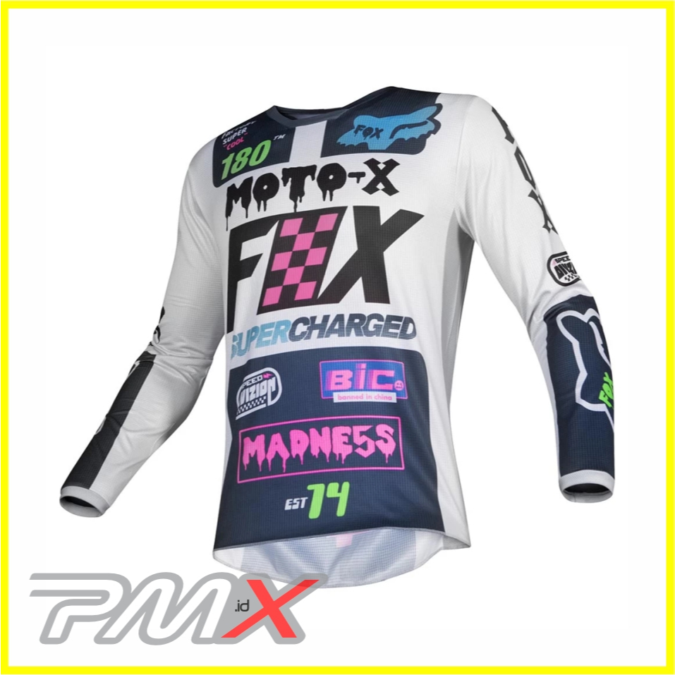 FOX 180 CZAR Jersey   Light Grey Original Motocross Trail Dewasa