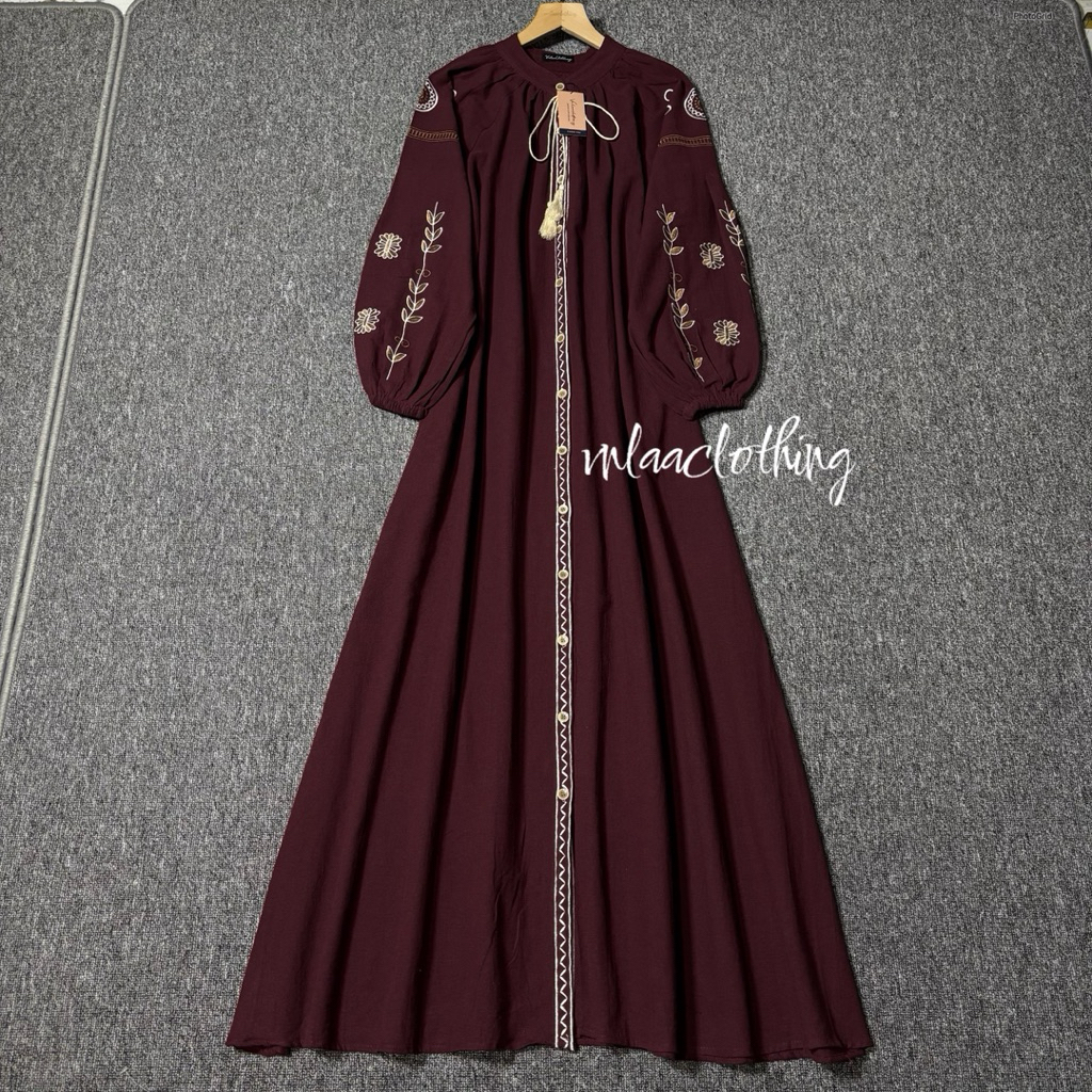 Adzkia Dress By.Vnlaaclothing / Dress Linen Bordir Premium / Dress Linen Terbaru