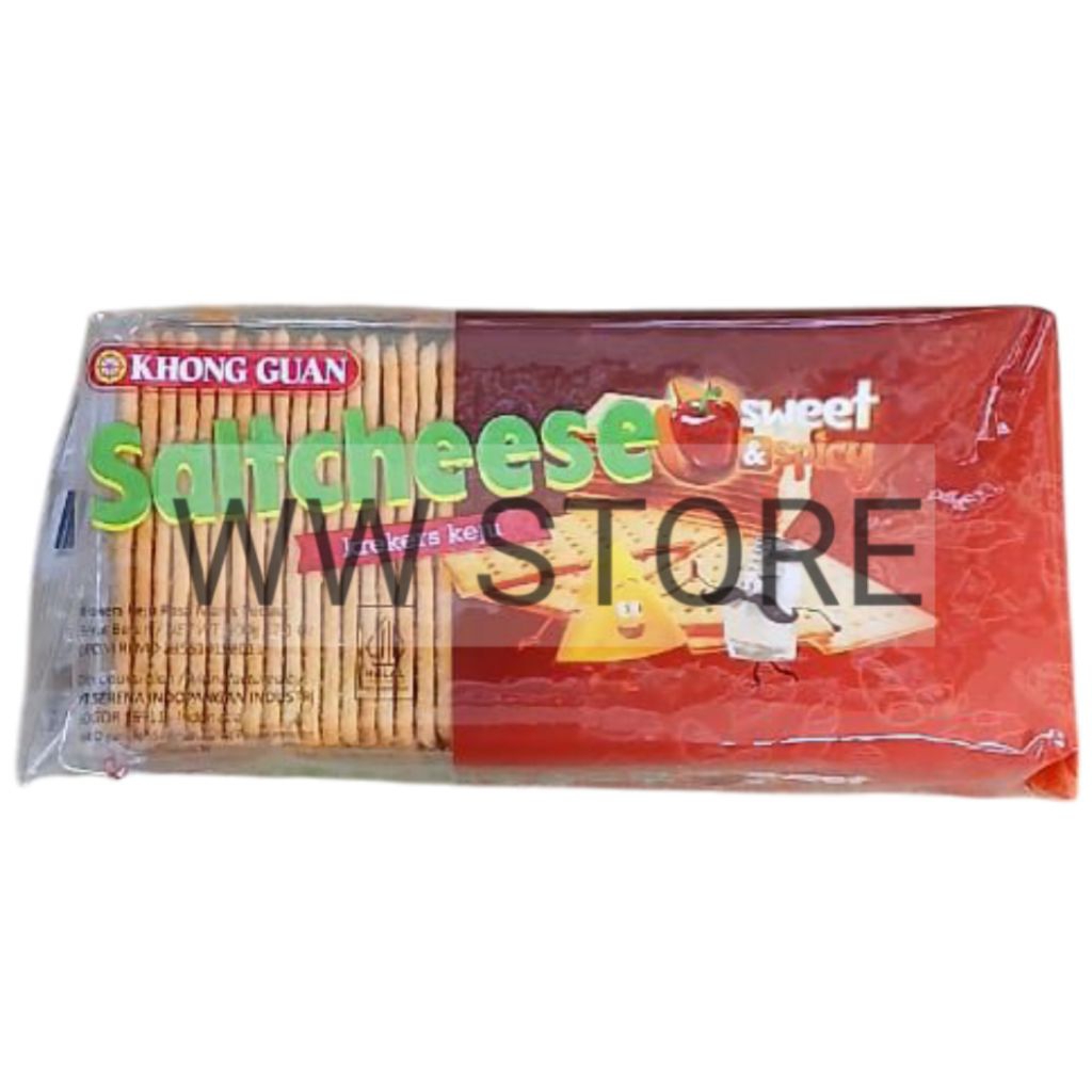 

Biskuit kreker kraker krekers krakers keju rasa manis pedas halal MUI KHONG GUAN Sweet & Spicy Saltcheese Cracker Crackers 200g