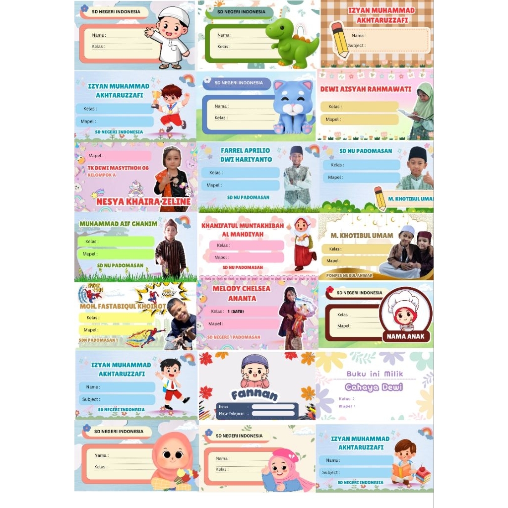

Stiker Sampul buku custom 12 pcs/Stiker Label Buku Pelajaran/Stiker Buku/Stiker Nama