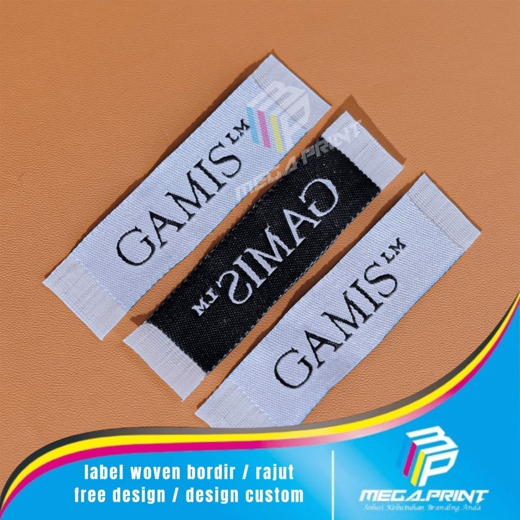 

(12,000pcs) Link Khusus Woven 1,3x 4 cm Label Woven Bordir Custom Label Baju Bordir Custom bebas desain