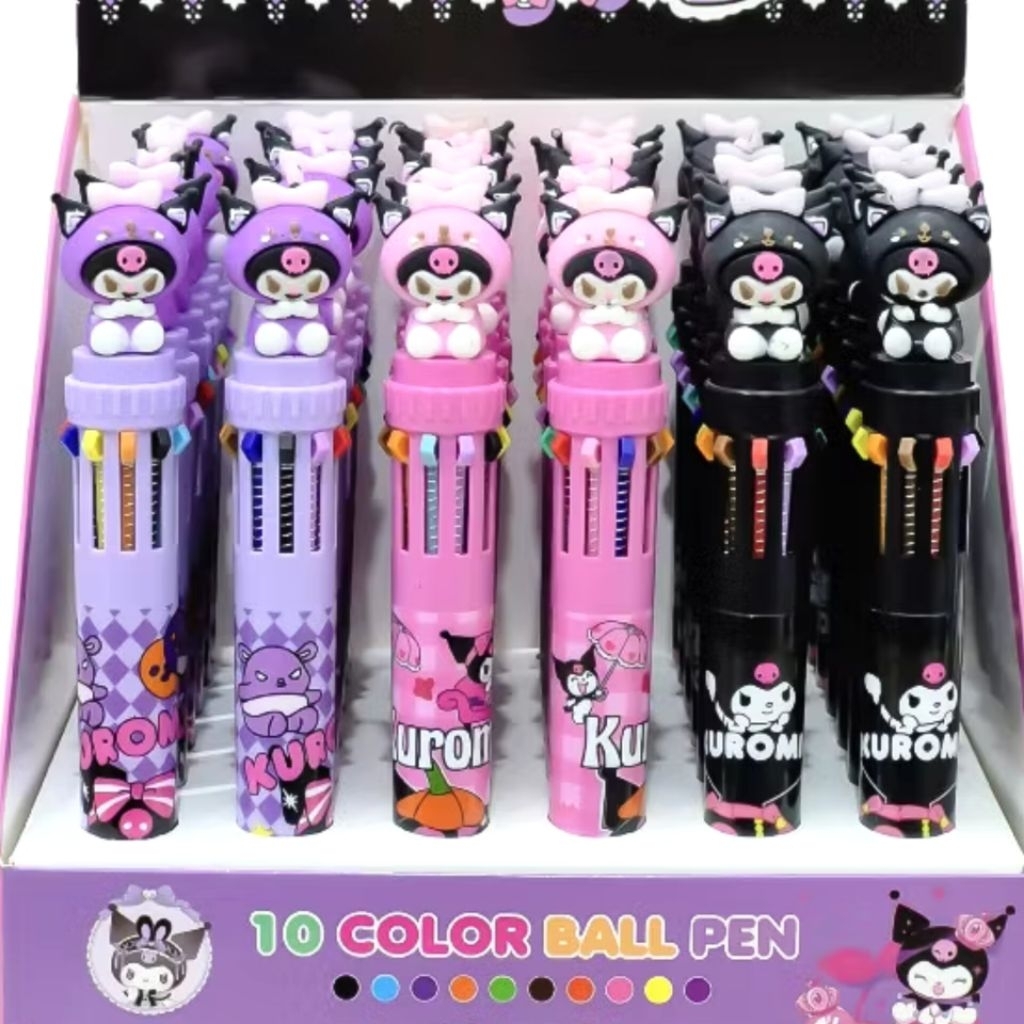 

1 PCS Pulpen 10 warna dengan tinta berbeda motif karakter kuromi 3D