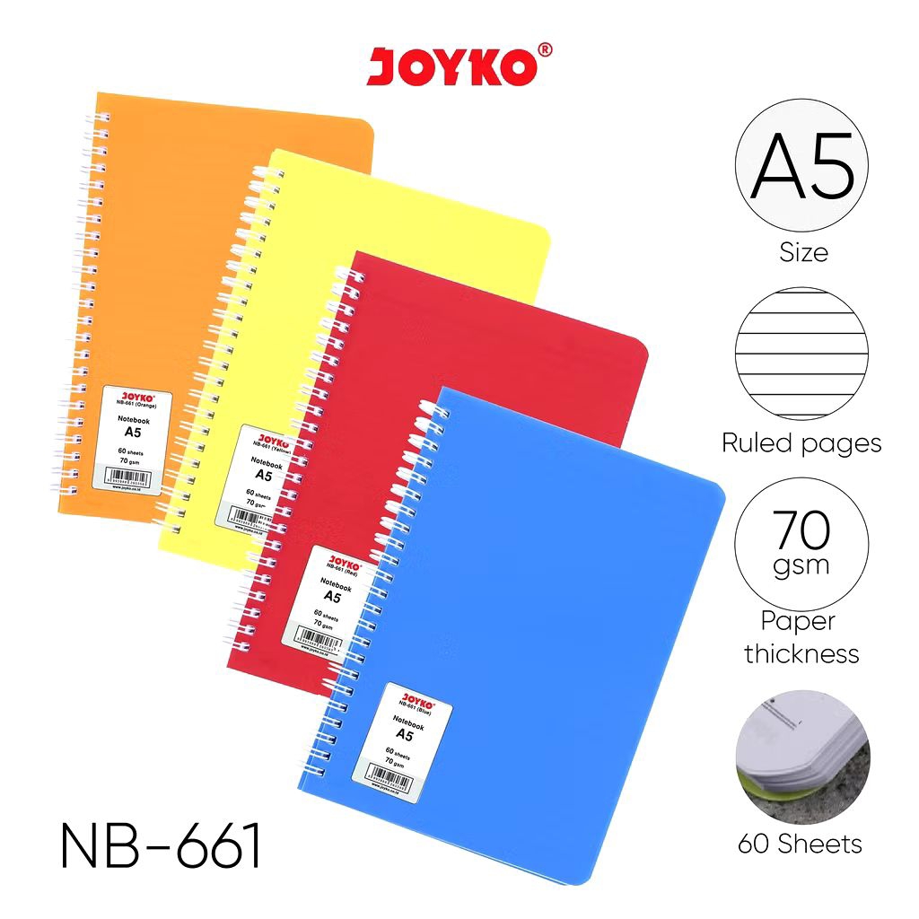 

Joyko NB-661 A5 | Ruled Notebook | Agenda Diary | Buku Catatan Bergaris 60 Lembar