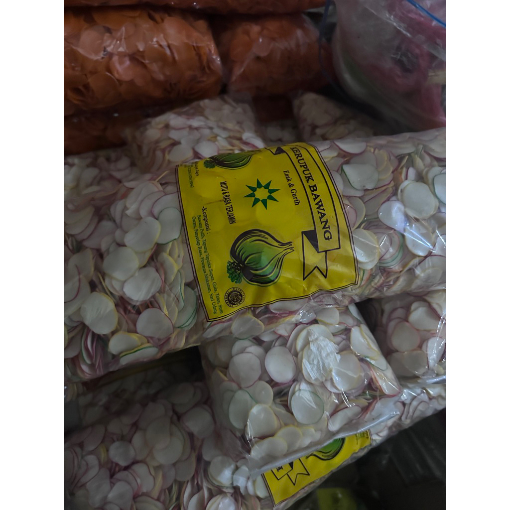 

kerupuk bawang putih list luar warna (bal)