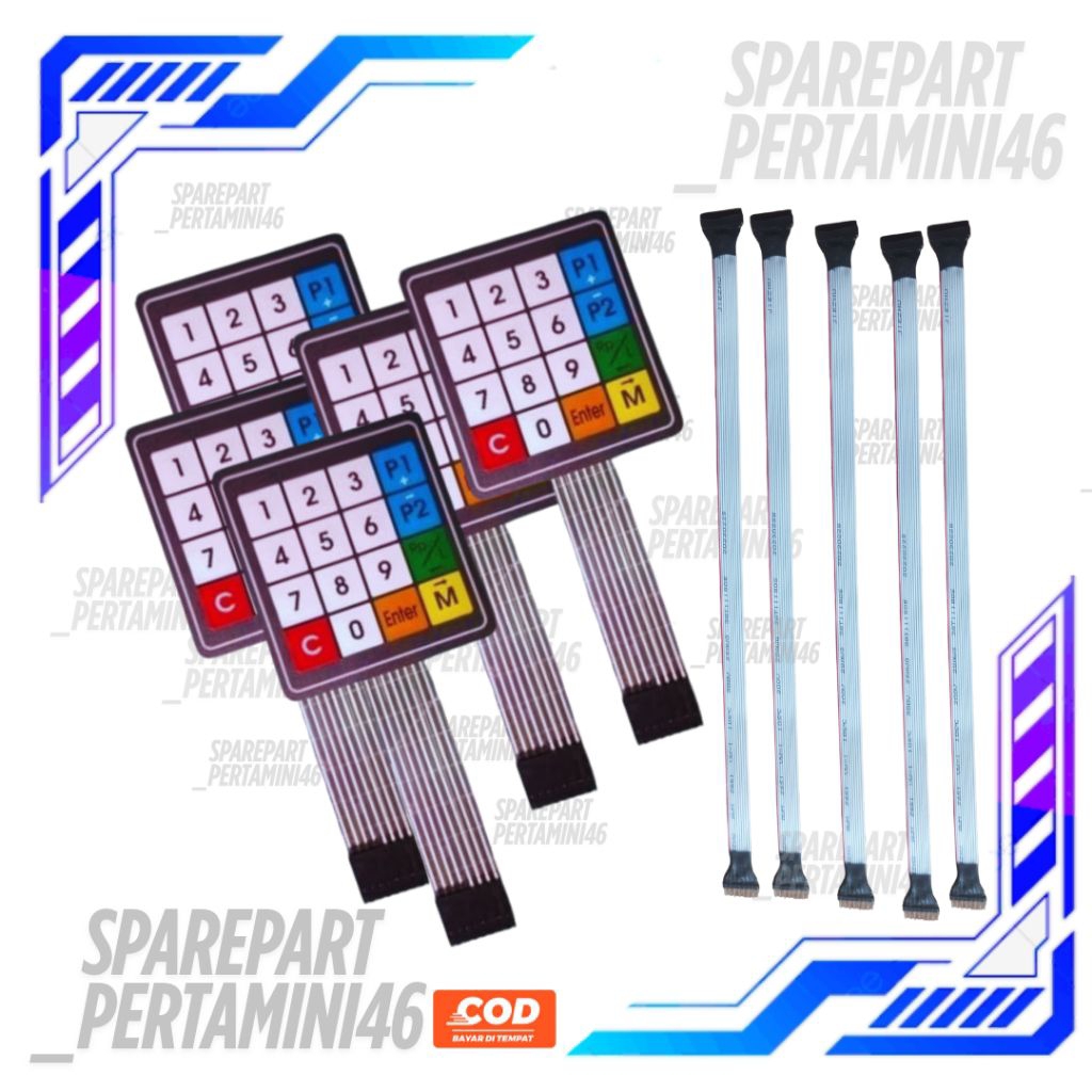 Paket Super Hemat - 1 pcs - 5 pcs Keypad / Tombol Pom Mini Digital Laminasi Putih + Kabel Keypad Per