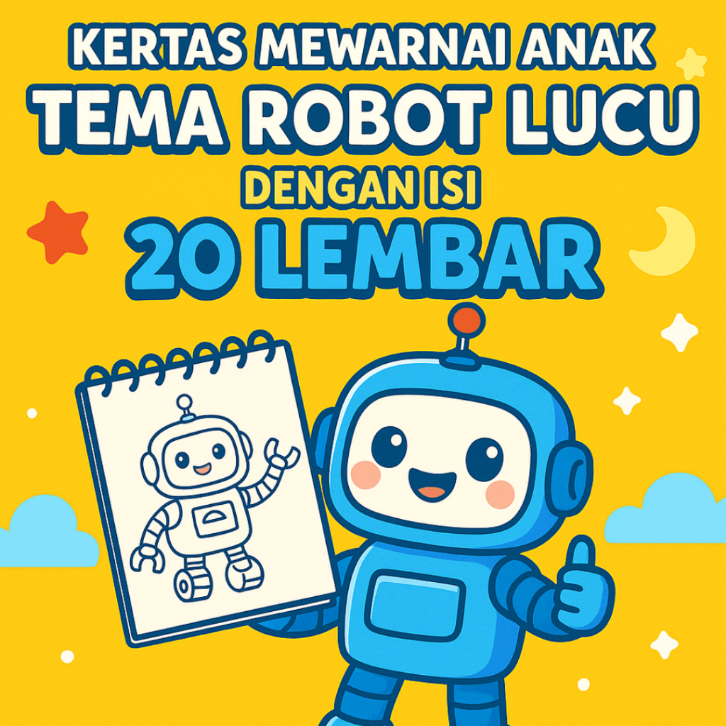 

Kertas Mewarnai Anak Tema Robot Lucu - Isi 20 Lembar | Aktivitas Edukasi & Kreatif