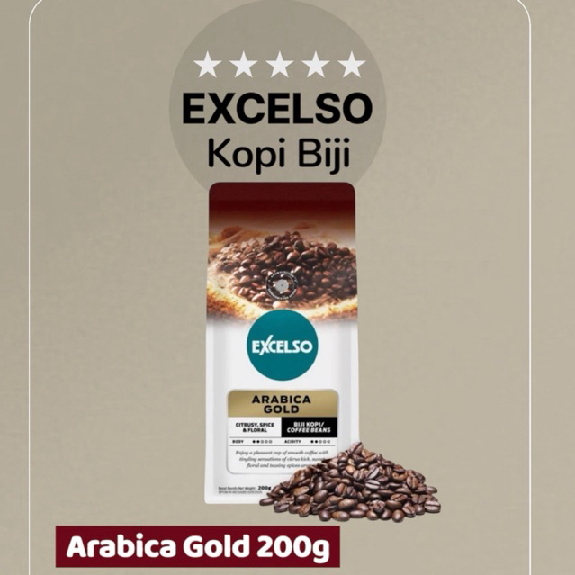 

Kopi Biji Excelso Arabica Gold 200g