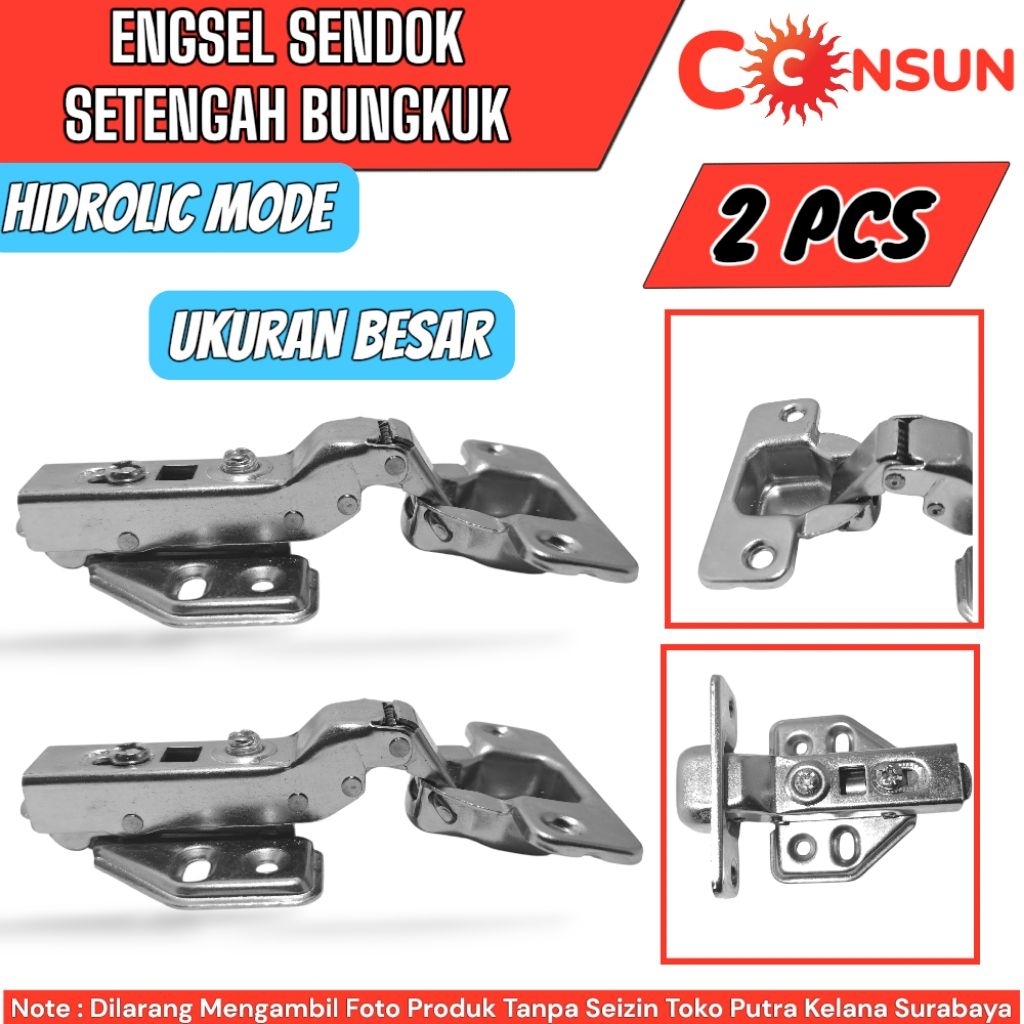 [ 2 PCS ] Engsel Sendok Hidrolik Setengah Bungkuk CONSUN Ukuran Besar 35mm | Engsel Sendok Hidrolis 