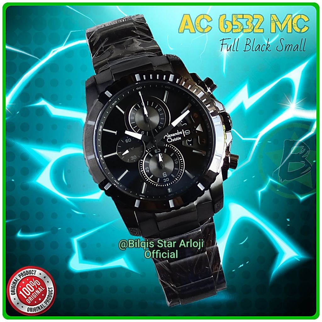 Alexandre Christie Pria Ac 6532 Mc Kecil Tali Rantai Full Black Original