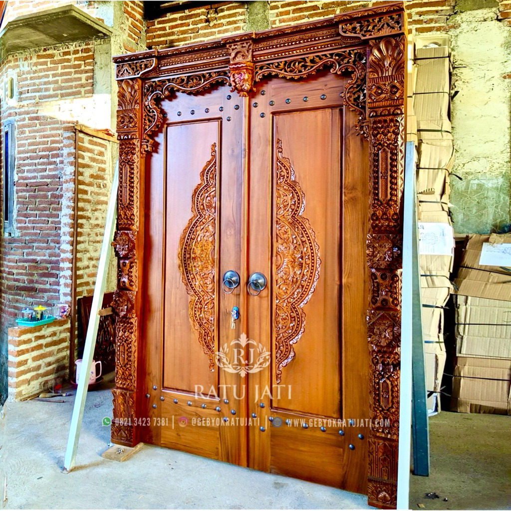 Pintu gebyok ukiran jepara klasik minimalis jati premium