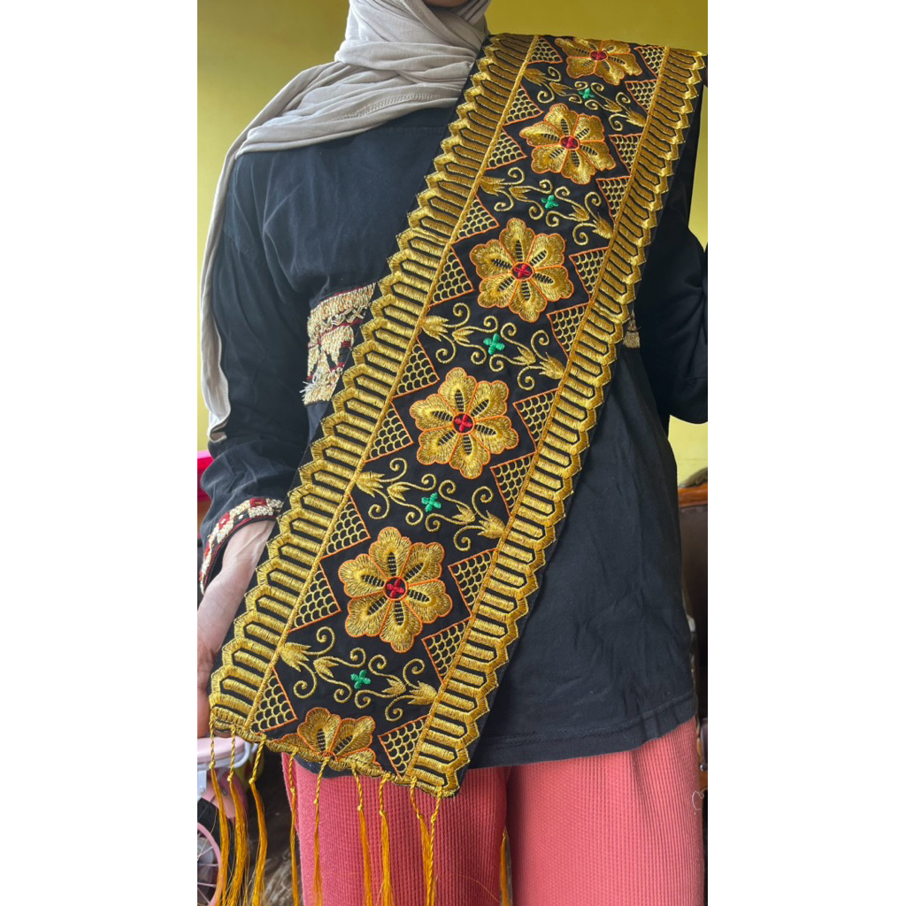selendang tapis bordir motif melati/selendang saja